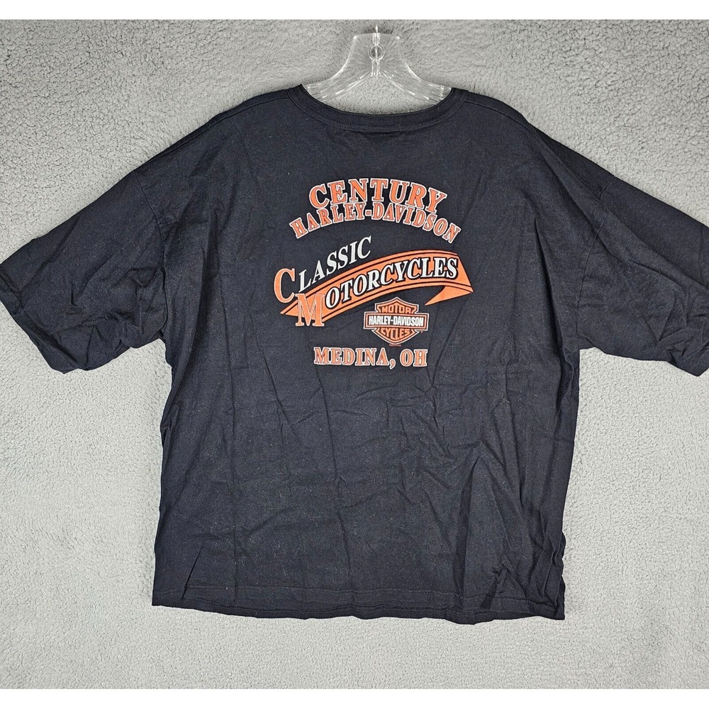 Harley-Davidson Henley Shirt Mens 2X Black Medina OH Motorcycles Vintage USA